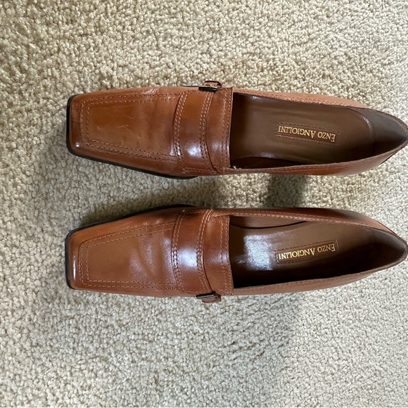 Enzo Angiolini Leather Cognac chunky heeled loafer. Size 7.5 - Picture 5 of 8